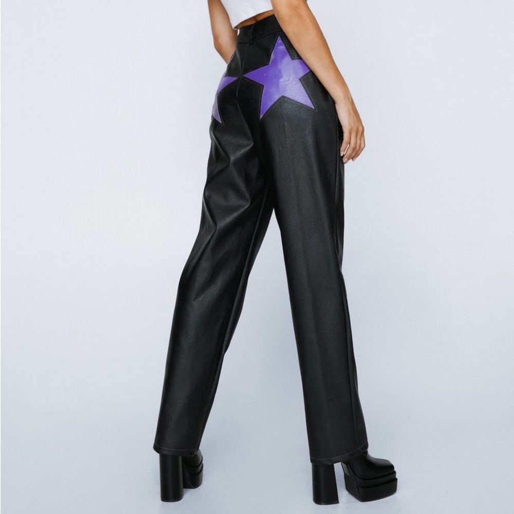 Nasty Gal Faux Leather Star Tapered Pants